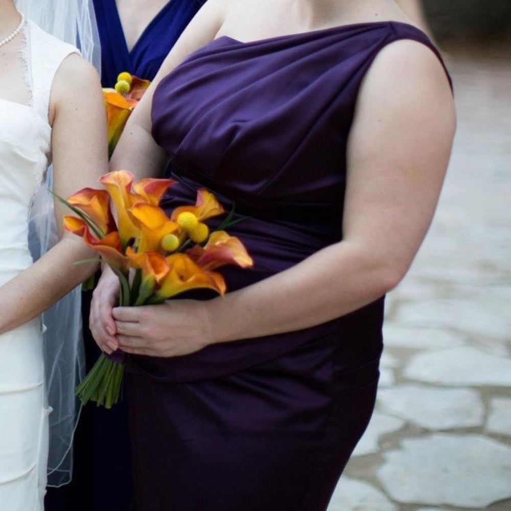 Purple Plum Satin Bridesmaid Cocktail Dress